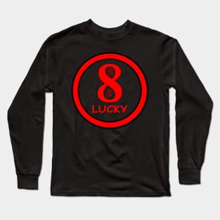 Lucky Eight, red circle, transparent background Long Sleeve T-Shirt